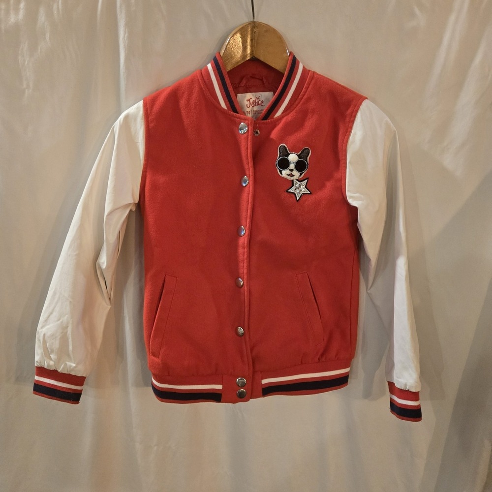 Justice Letterman Style Girl Squad Jacket (Girl's Youth 8/10) Red/White